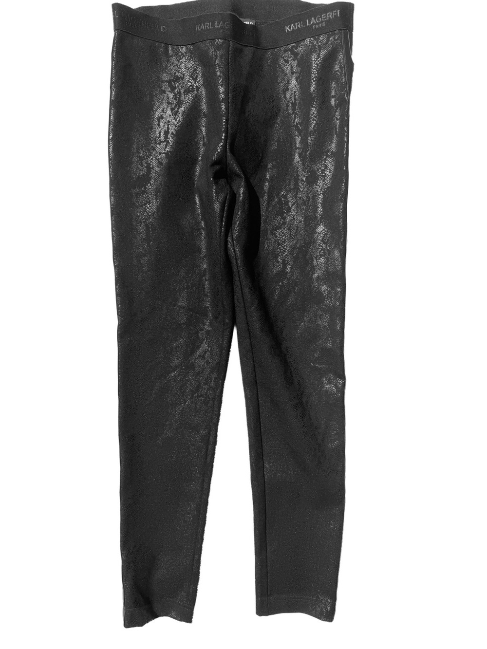 Karl Lagerfeld Paris Black Faux Leather Snakeskin Leggings Small Comfort Waist S
